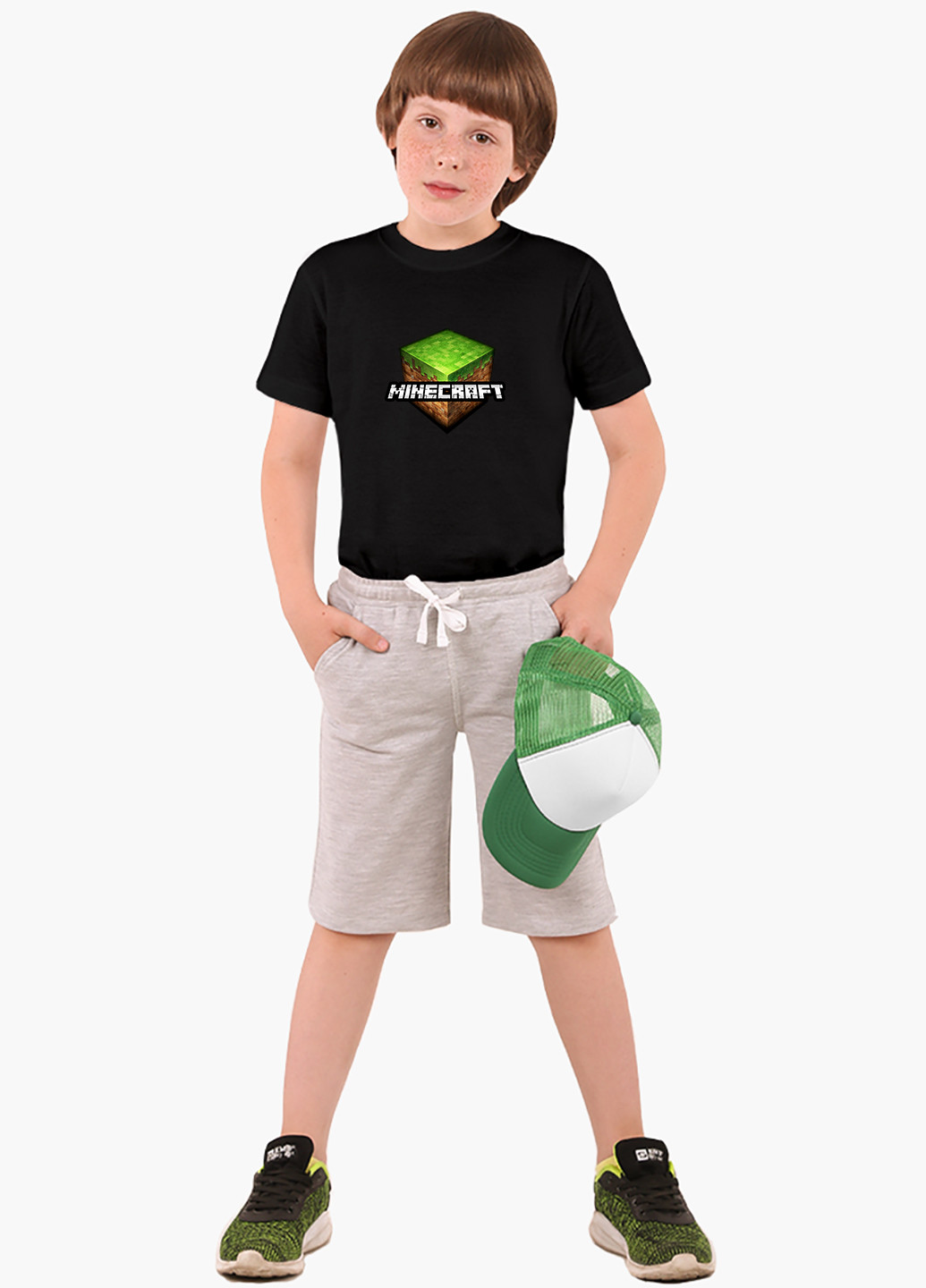 Чорна демісезонна футболка дитяча майнкрафт (minecraft) (9224-1174) MobiPrint
