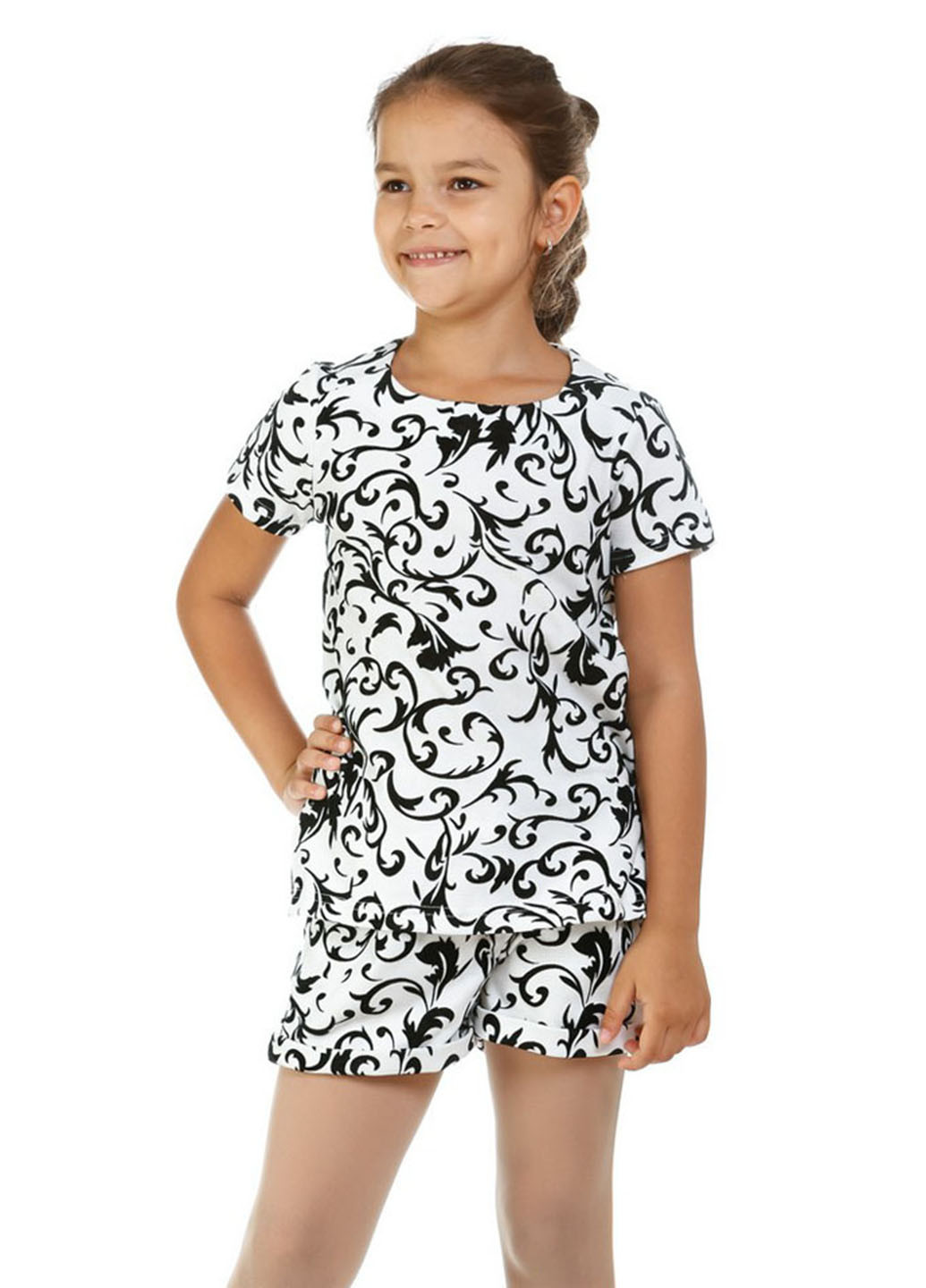 Белая с рисунком блузка с коротким рукавом Kids Couture летняя