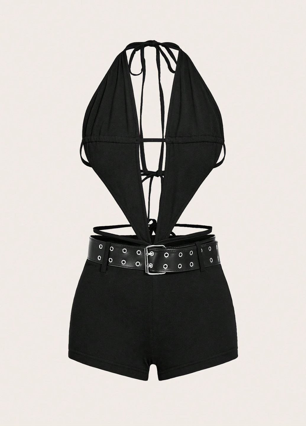 Комбінезон SHEIN комбінезон-шорти однотонний чорний вечірній віскоза