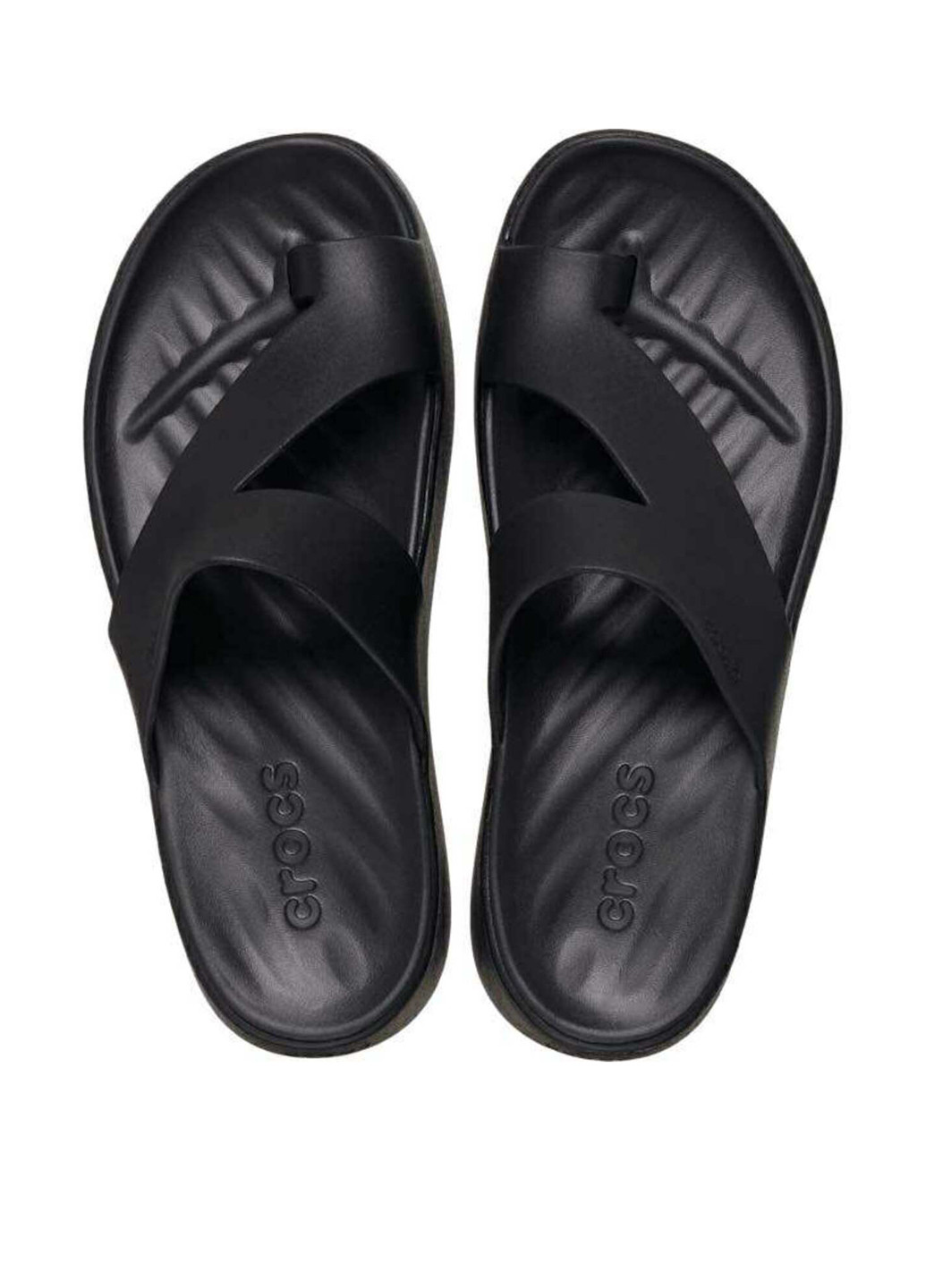 Черные пляжные, кэжуал вьетнамки Crocs с логотипом