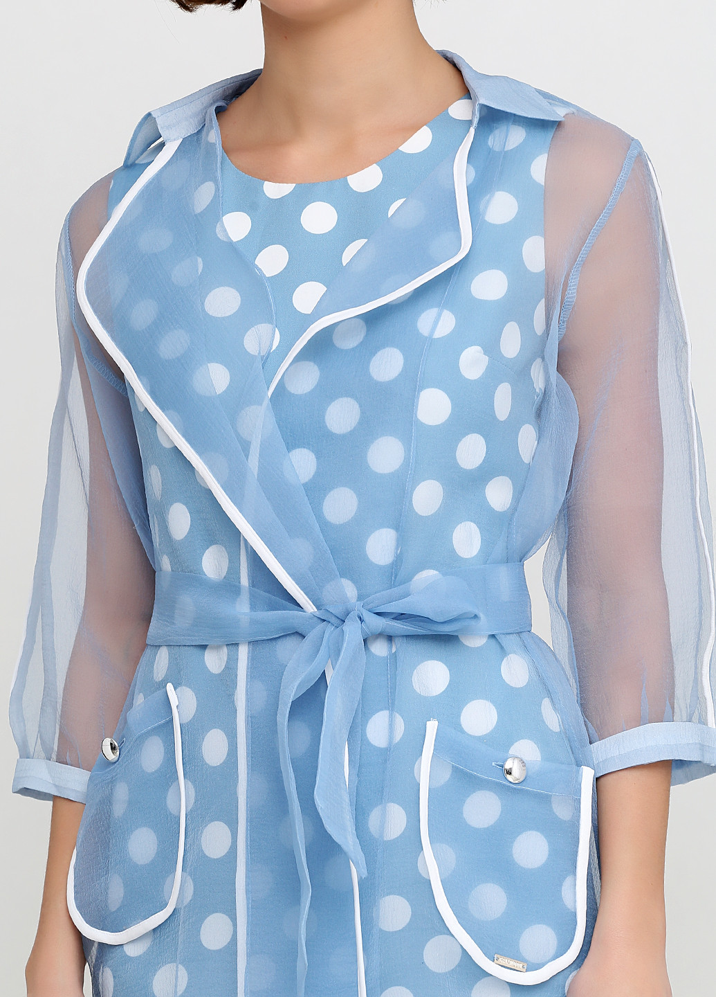 Голубой демисезонный комплект (платье, накидка) Grixmoon