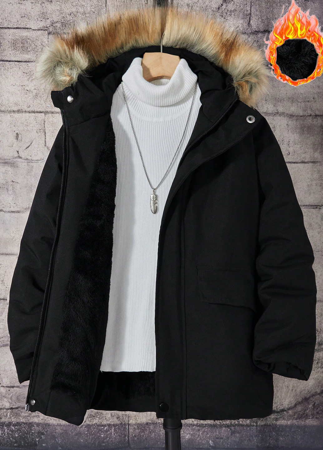 Чорна зимня куртка SHEIN