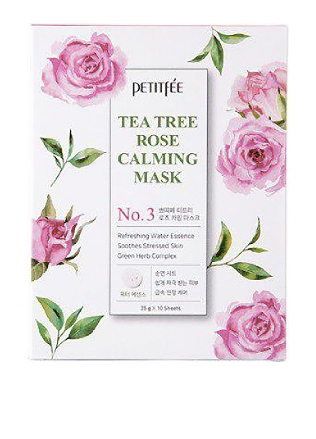 Маска для лица успокаивающая с экстрактом чайного дерева и розы (10 шт.), 25 г Petitfee бесцветная