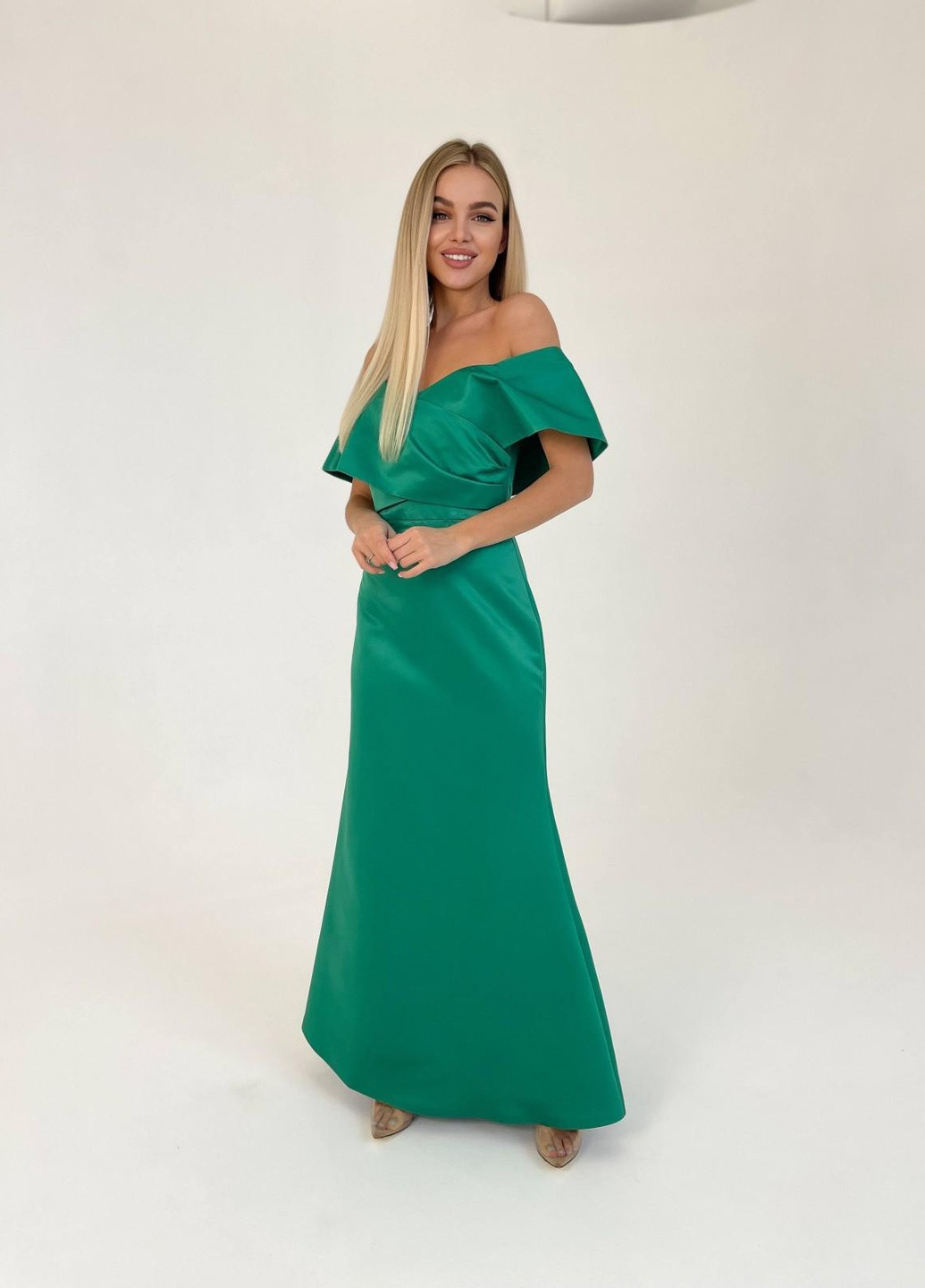Темно-зеленое женское вечернее платье корсет зеленого цвета 372849 New Trend