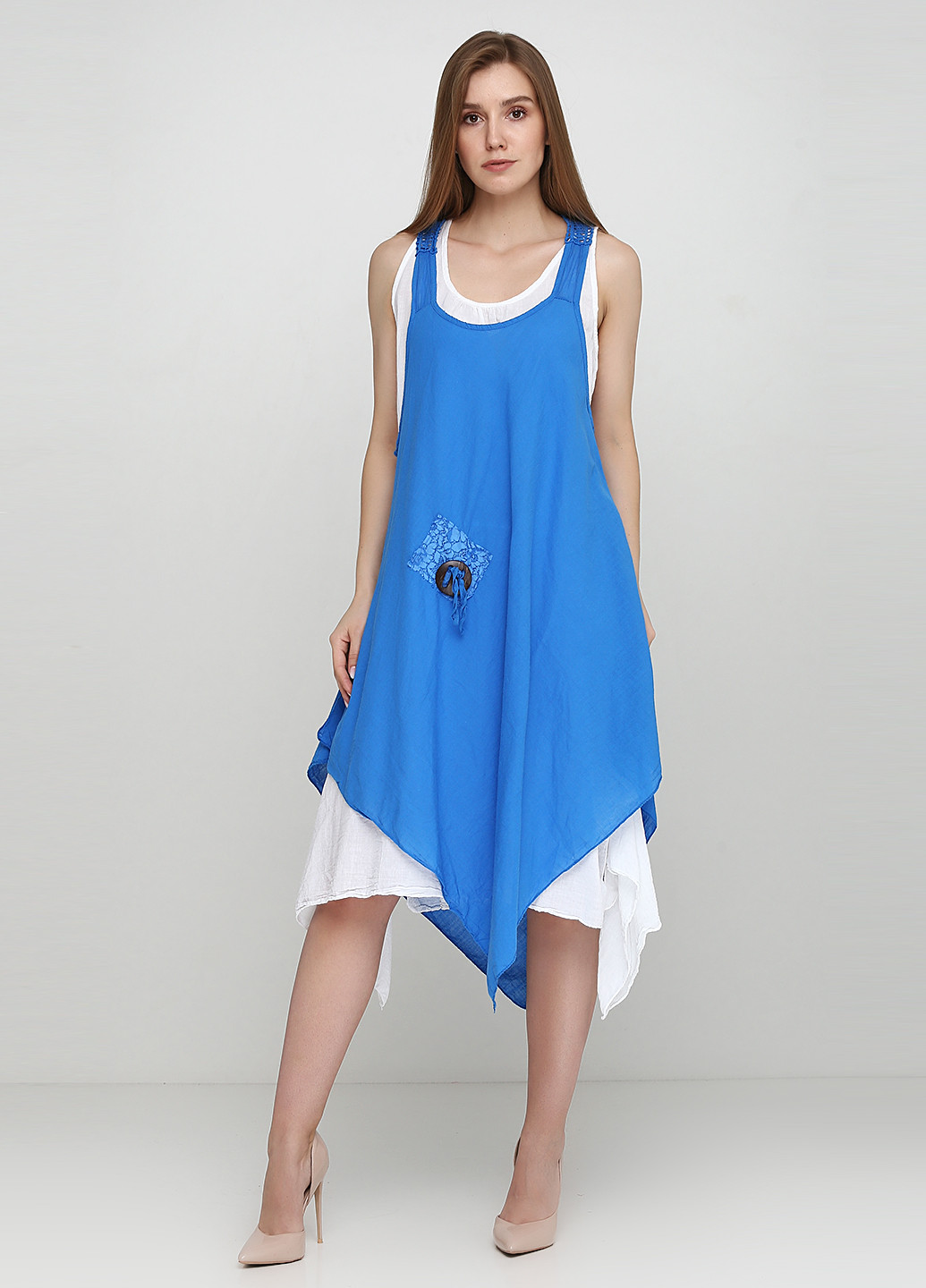 Синее кэжуал платье оверсайз New Collection с рисунком