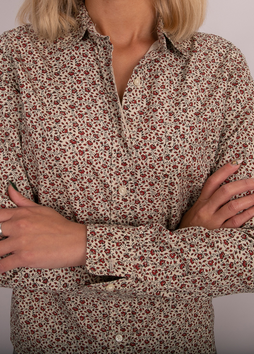 Бежевая кэжуал рубашка с цветами Ralph Lauren