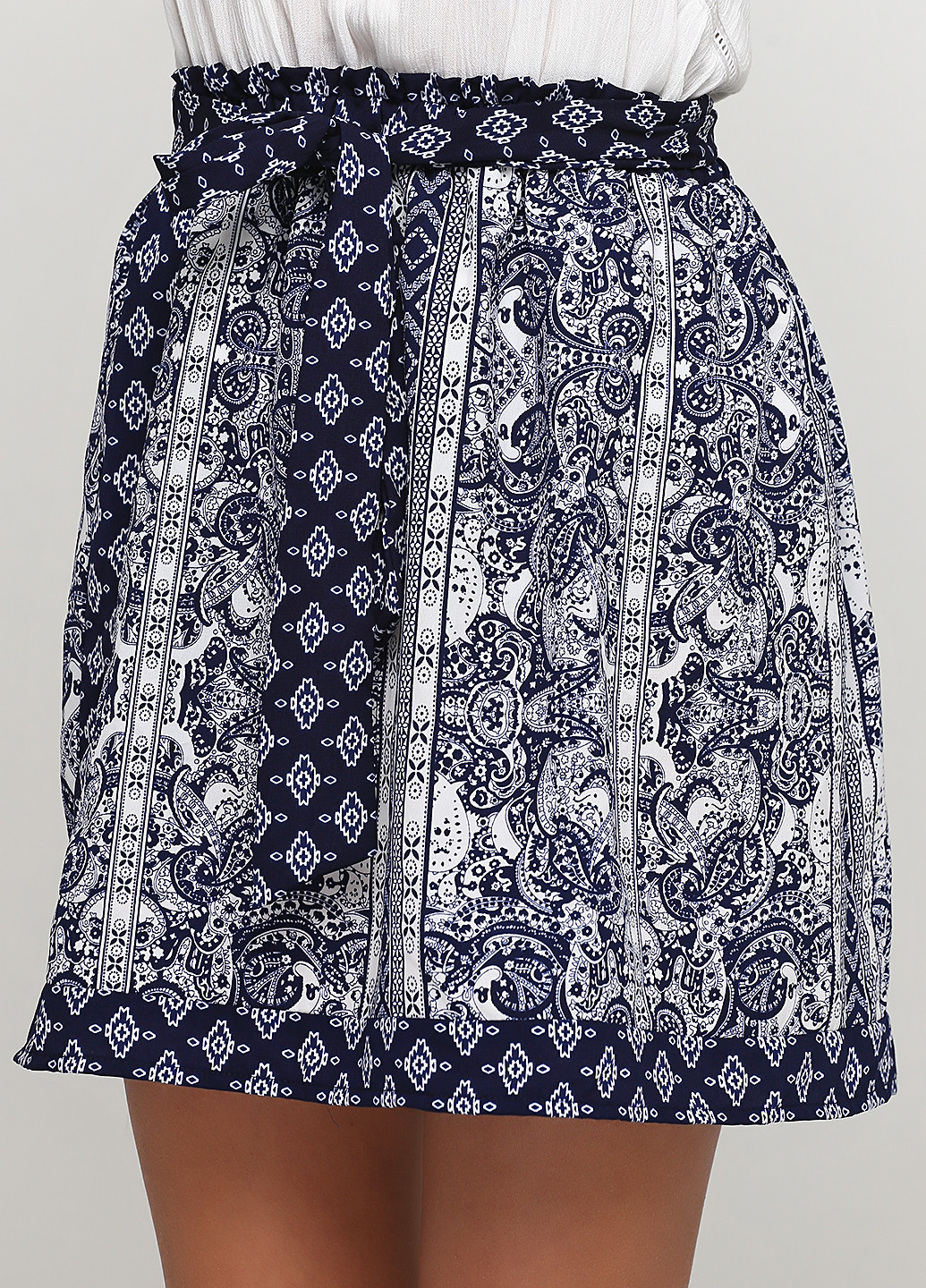 Синяя кэжуал с орнаментом юбка Francescas`s клешированная