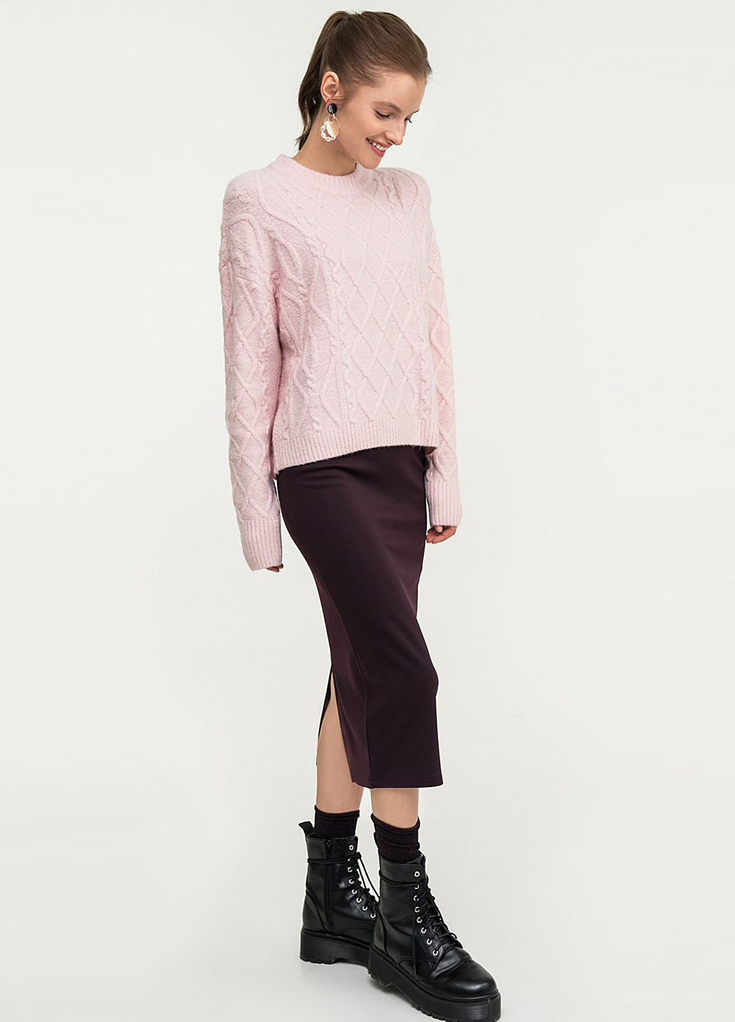 Светло-розовый демисезонный свитер джемпер befree