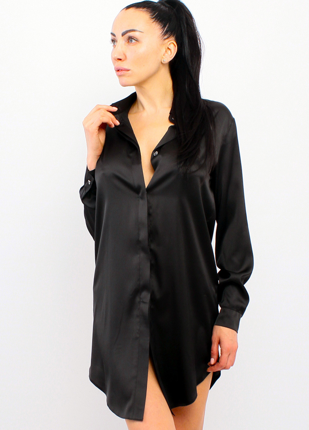 Чорна домашній сукня сукня-сорочка Ghazel однотонна