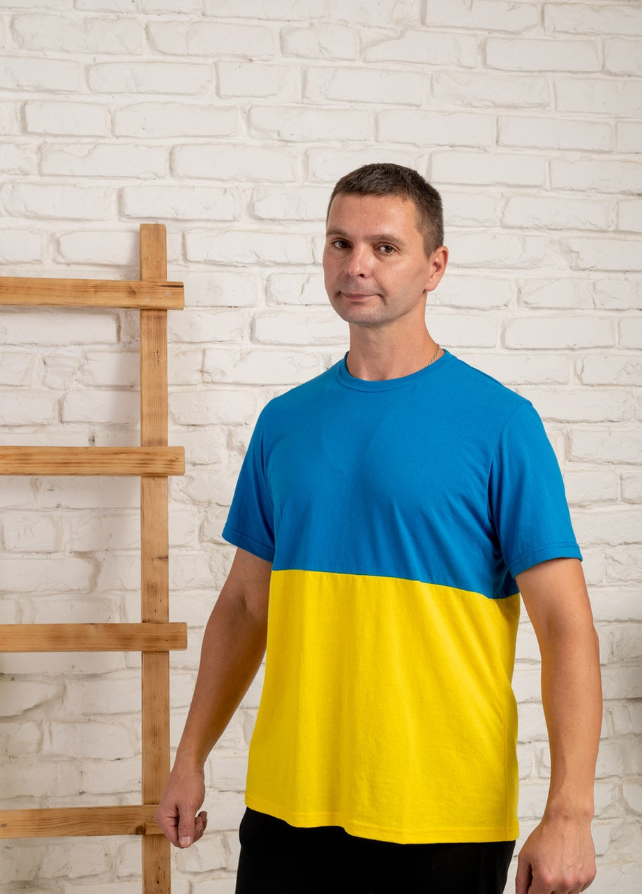 Сине-желтая футболка мужская с коротким рукавом V.O.G.