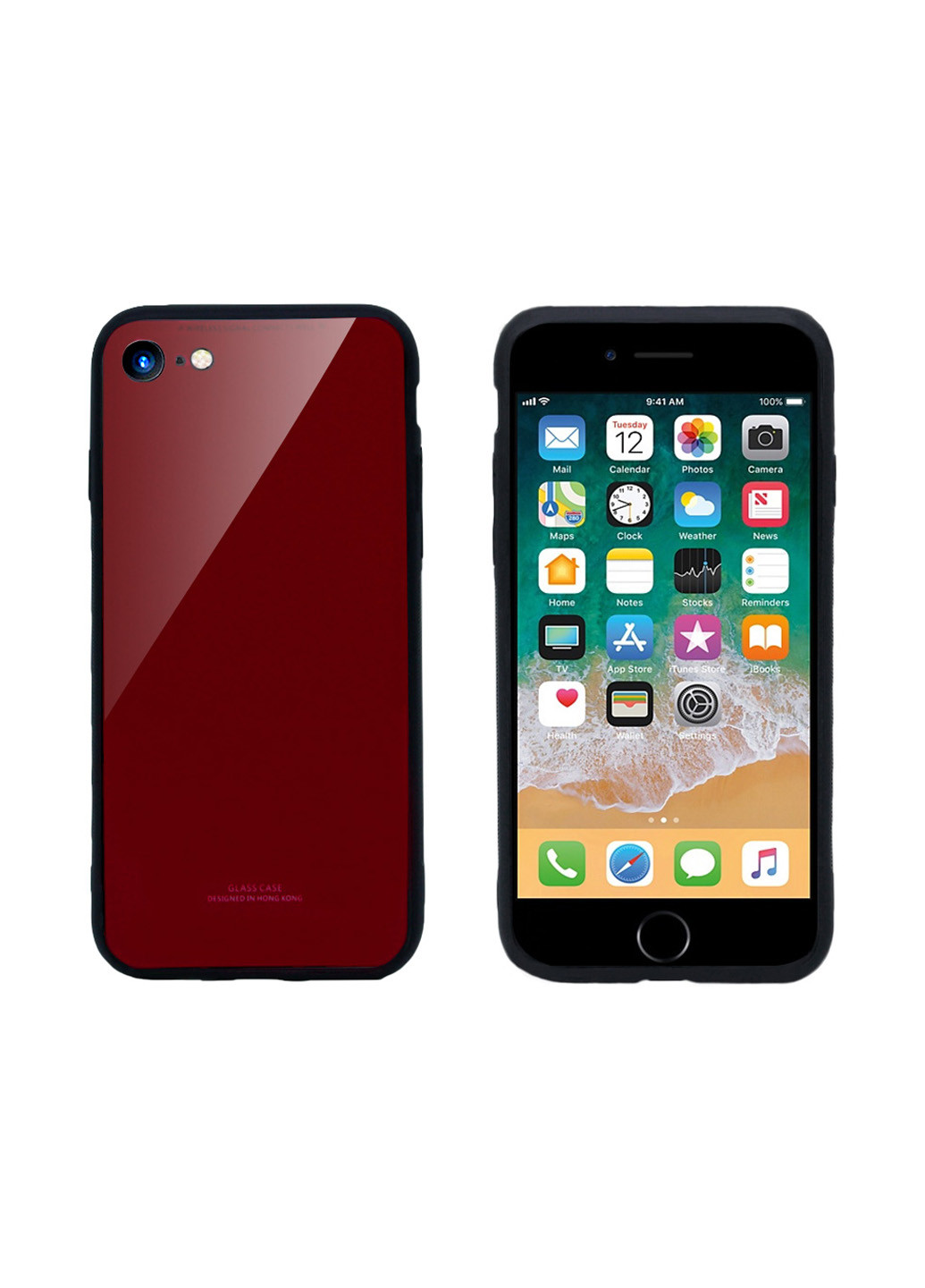 Чехол Intaleo (real glass) для apple iphone 8 (красный) (131339986)