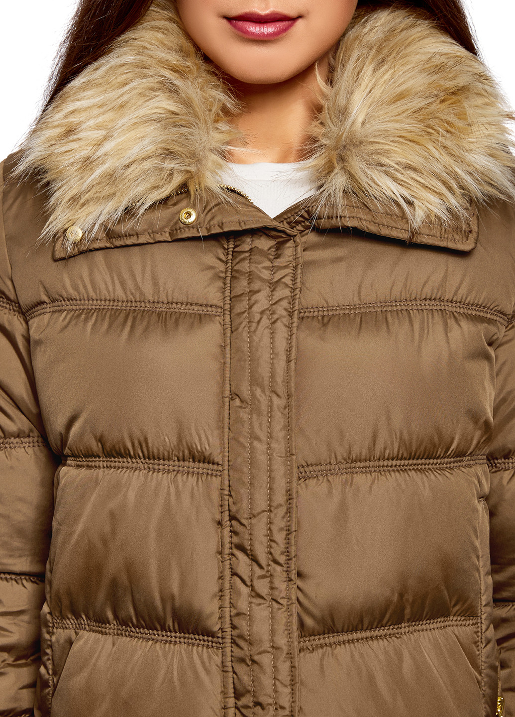 Светло-коричневая зимняя куртка Oodji