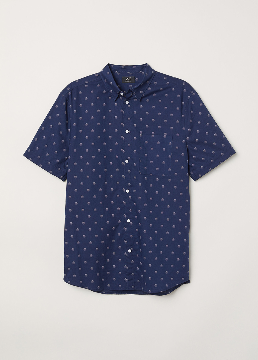Темно-синяя кэжуал рубашка с абстрактным узором H&M с коротким рукавом