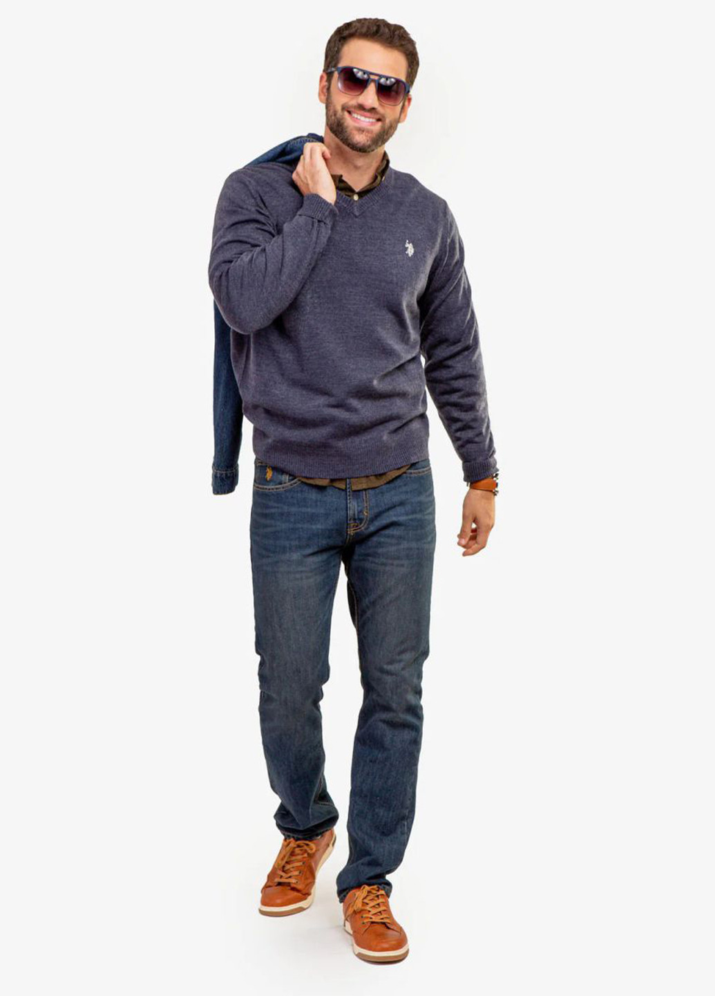 Темно-синій демісезонний пуловер пуловер U.S. Polo Assn.