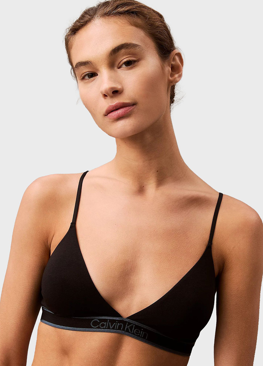 Чёрный триэнджел бюстгальтер Calvin Klein без косточек хлопок