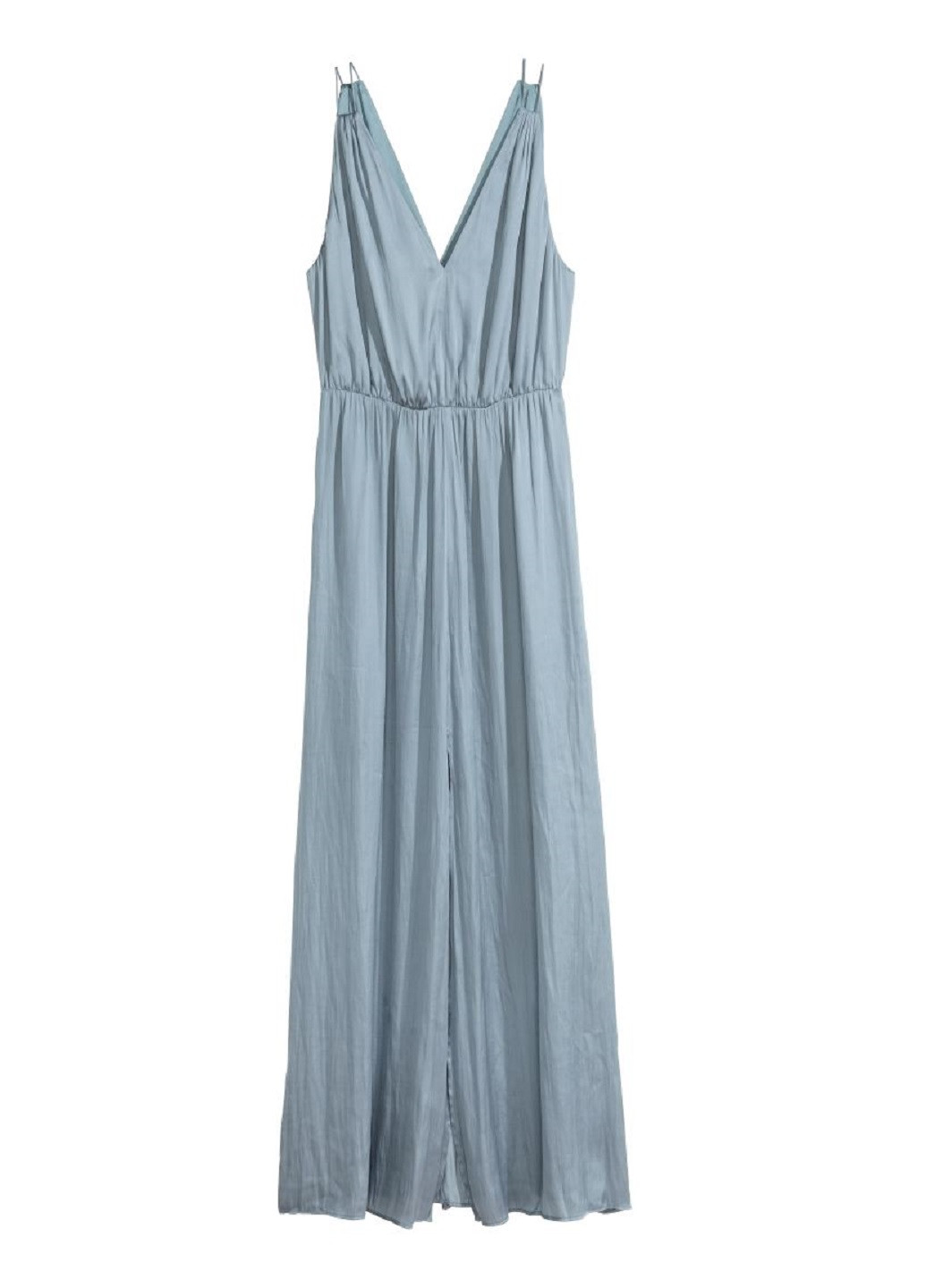 Голубое коктейльное длинное платье H&M однотонное