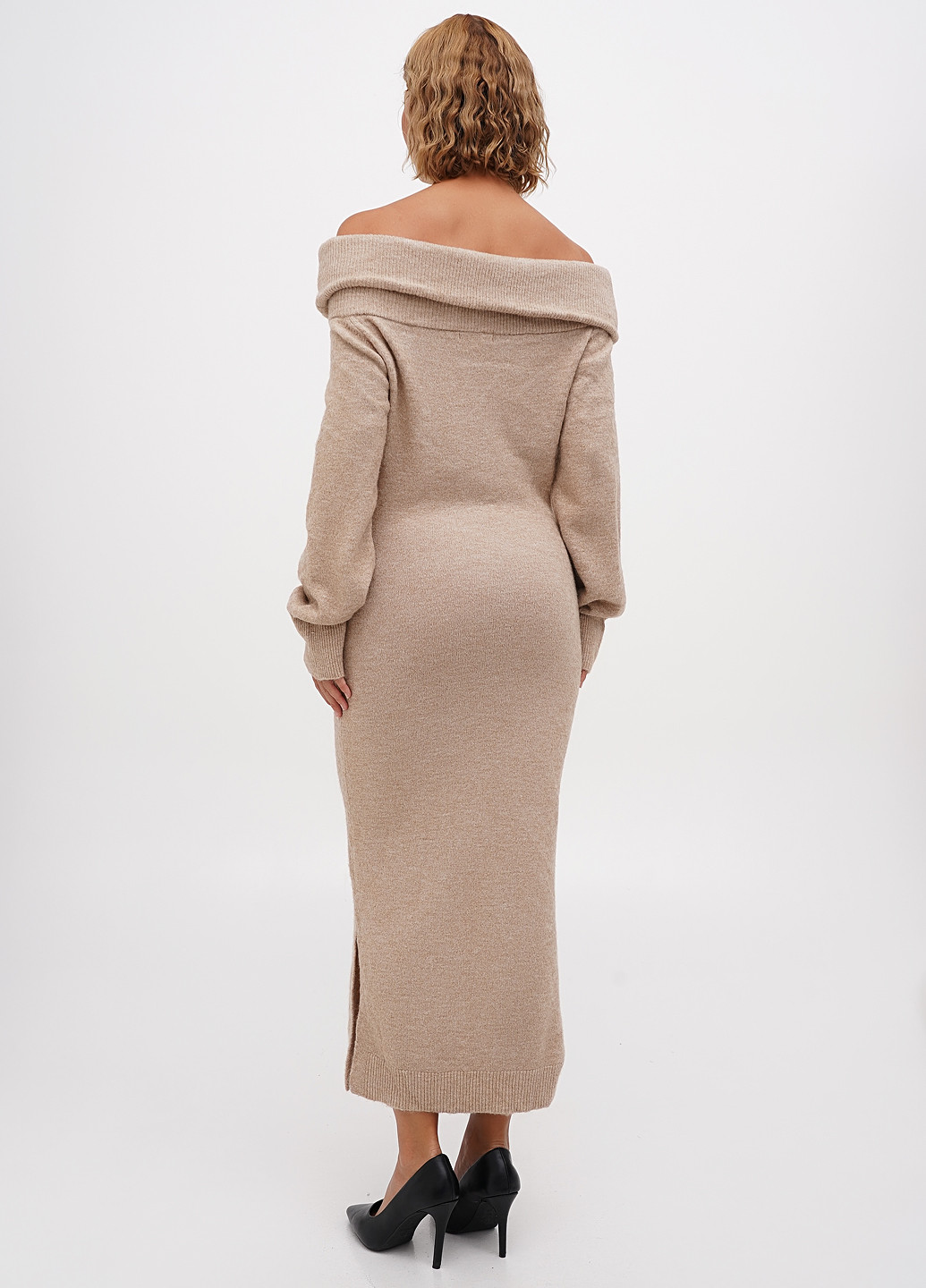 Бежева кежуал сукня з відкритими плечима H&M меланжева