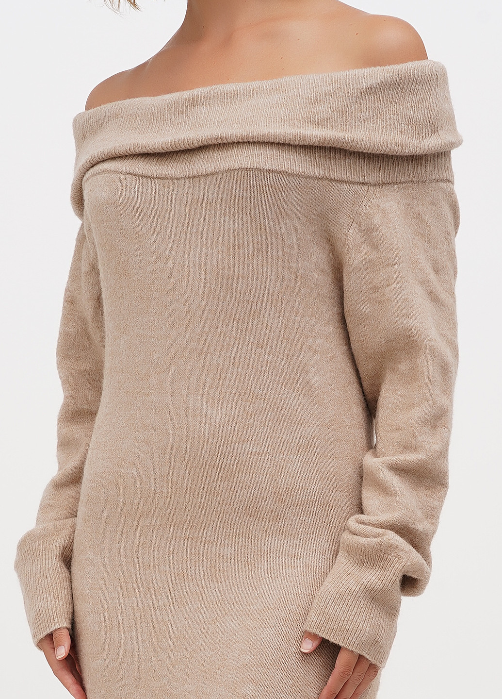 Бежева кежуал сукня з відкритими плечима H&M меланжева