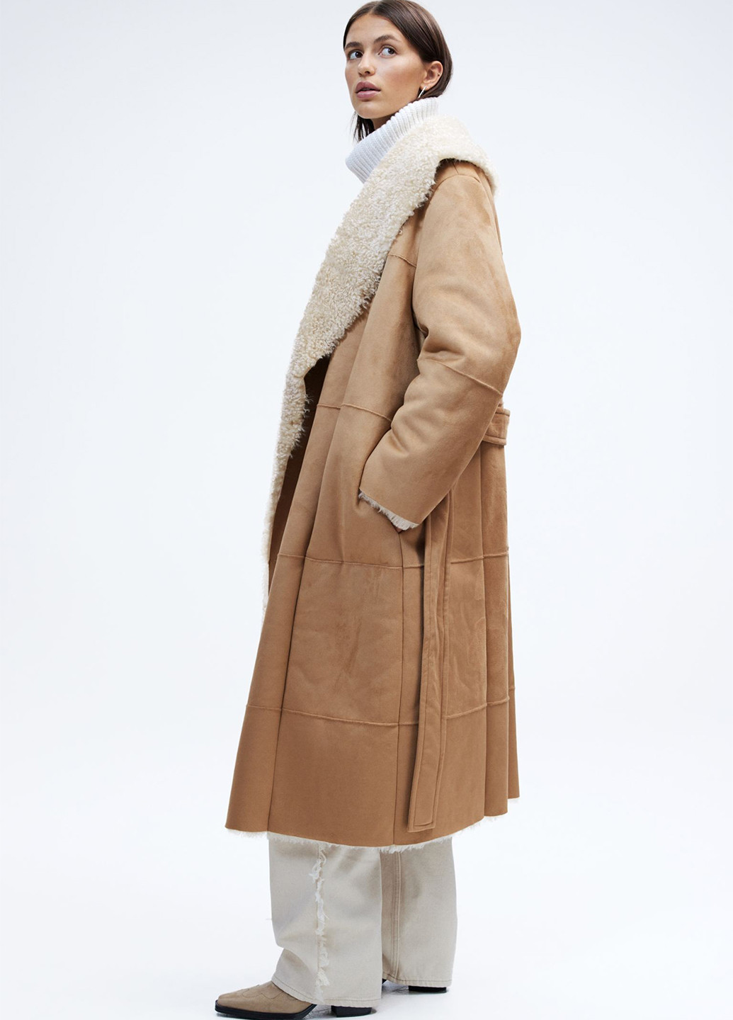 Темно-бежеве зимнє Пальто оверсайз H&M
