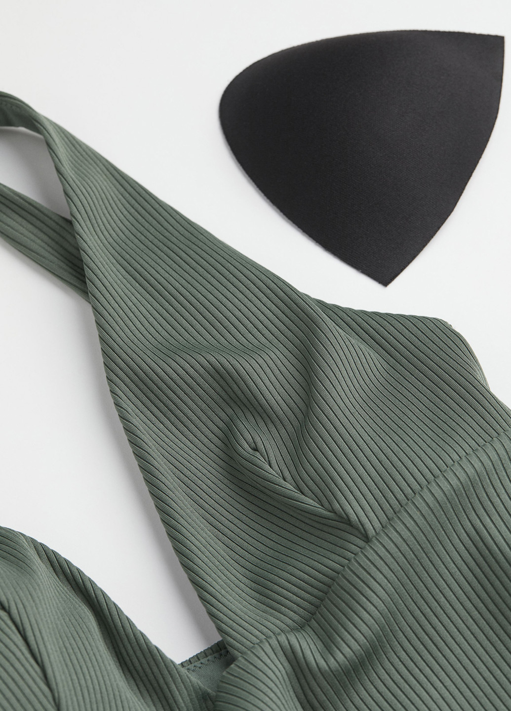 Серо-зеленый летний купальник слитный H&M