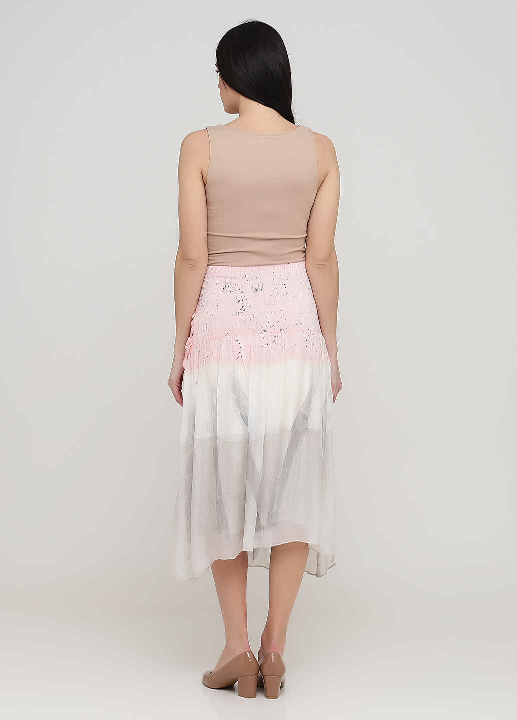 Розовая кэжуал с абстрактным узором юбка Made in Italy клешированная