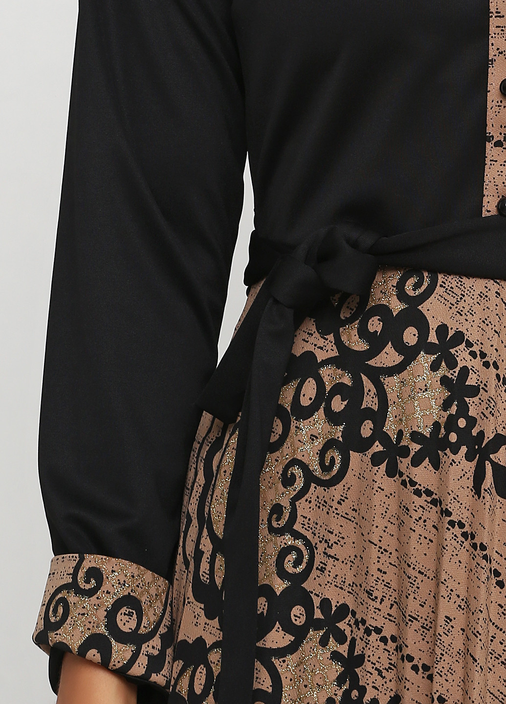 Кофейное кэжуал платье а-силуэт New Lion с абстрактным узором