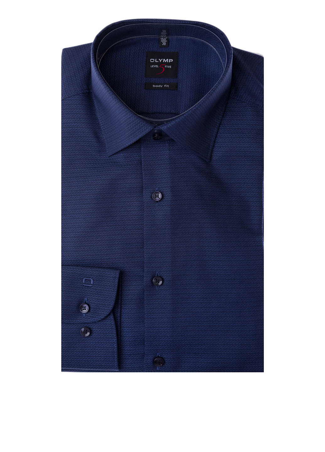 Темно-синяя кэжуал рубашка однотонная Olymp с длинным рукавом