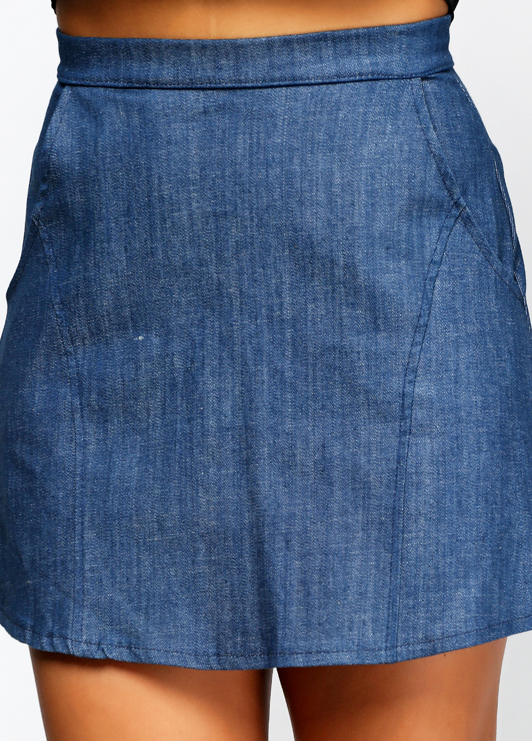 Джинсовая кэжуал однотонная юбка Buttons by Francesca's мини