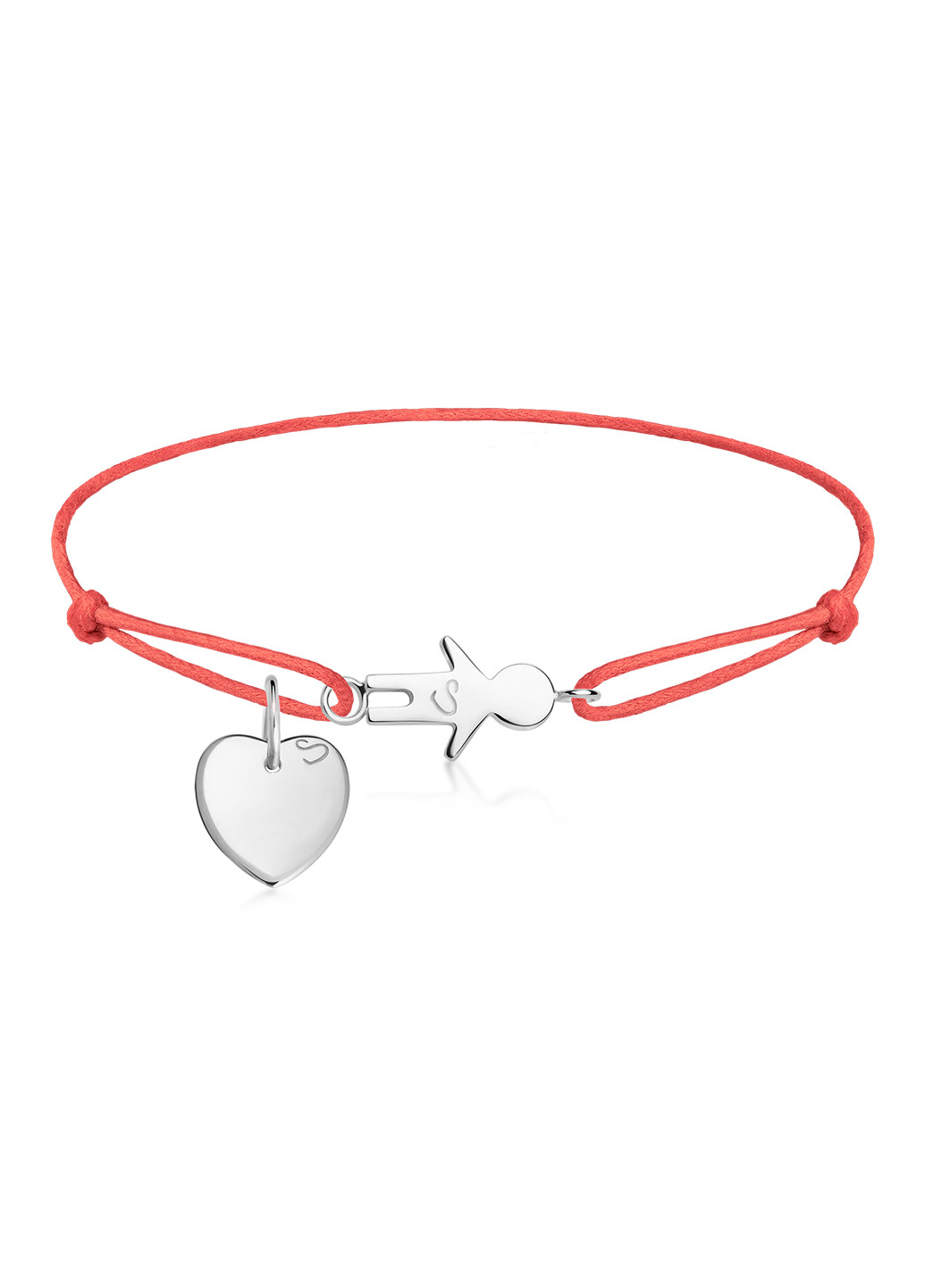Серебряный браслет «Мальчик» с петелькой и «Сердце мини» 14-16 см Красный Peninsula (224609016)