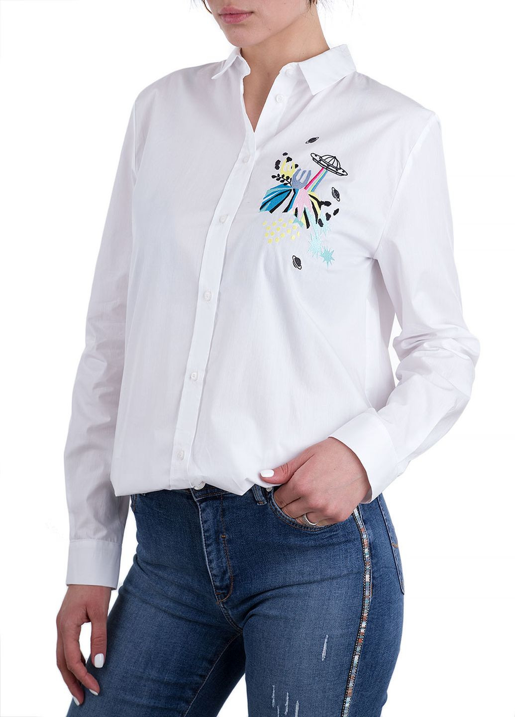 Белая кэжуал рубашка однотонная Trussardi Jeans