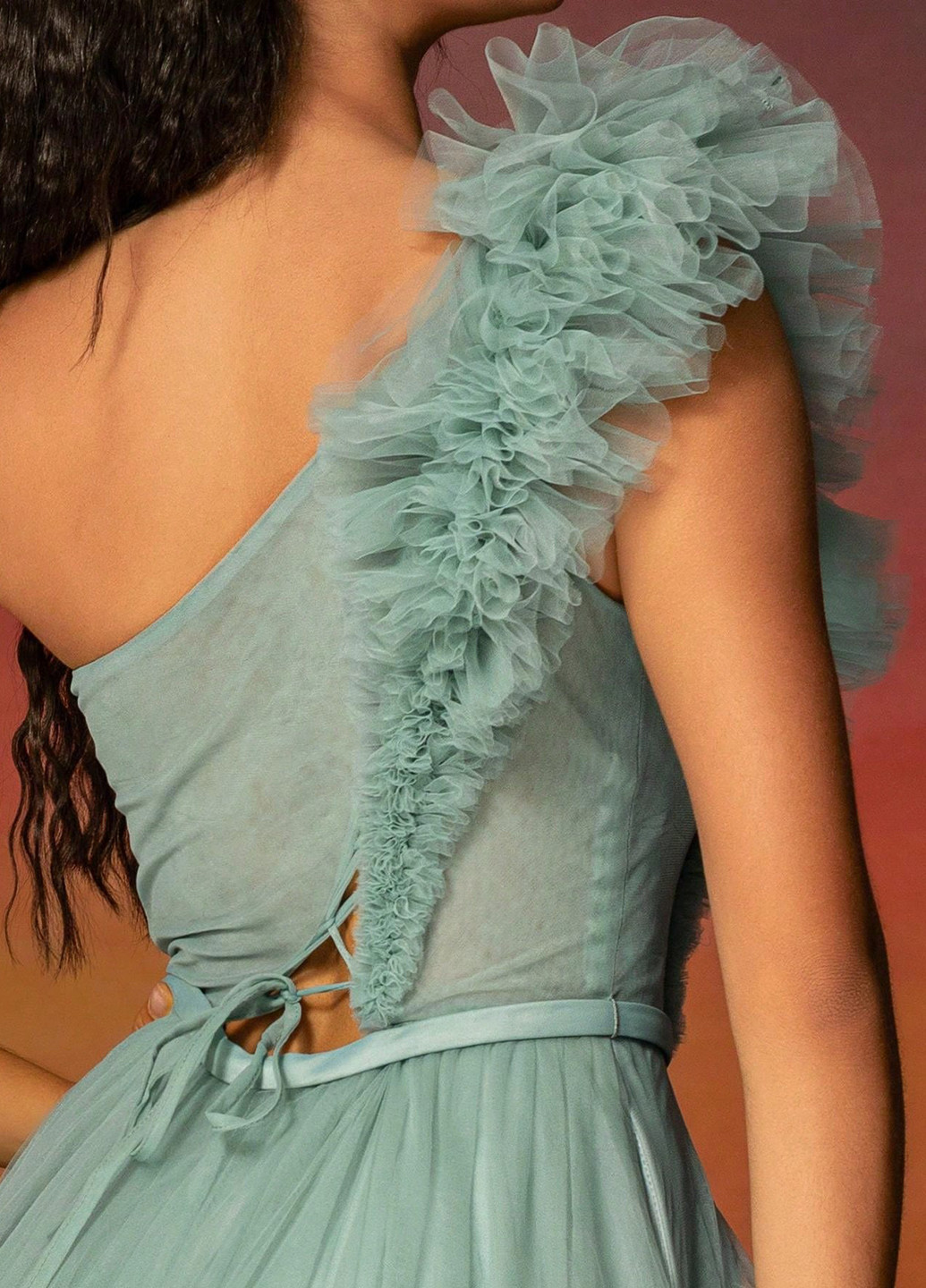 М'ятна святковий, вечірня сукня на одне плече SHEIN однотонна