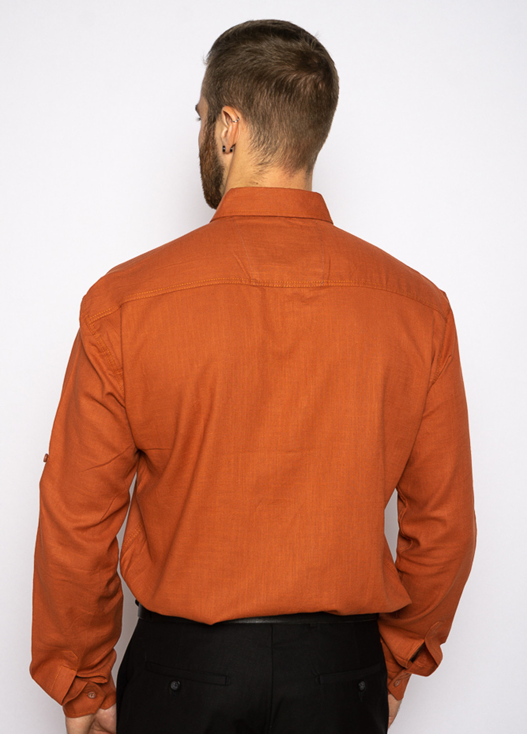 Терракотовая кэжуал, классическая рубашка однотонная Time of Style