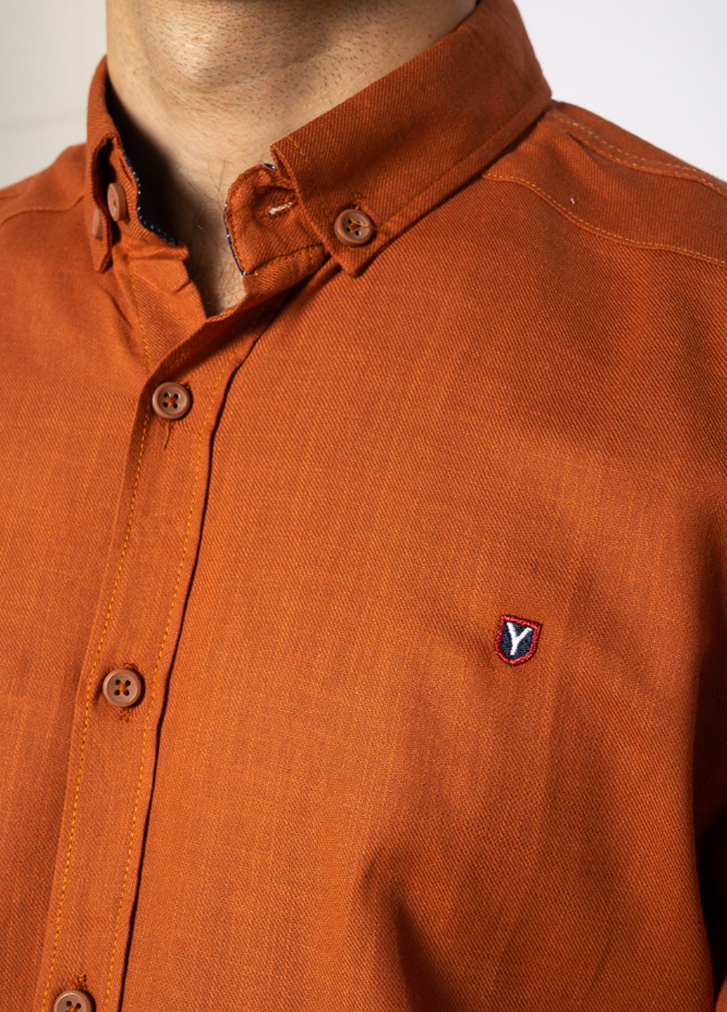 Терракотовая кэжуал, классическая рубашка однотонная Time of Style