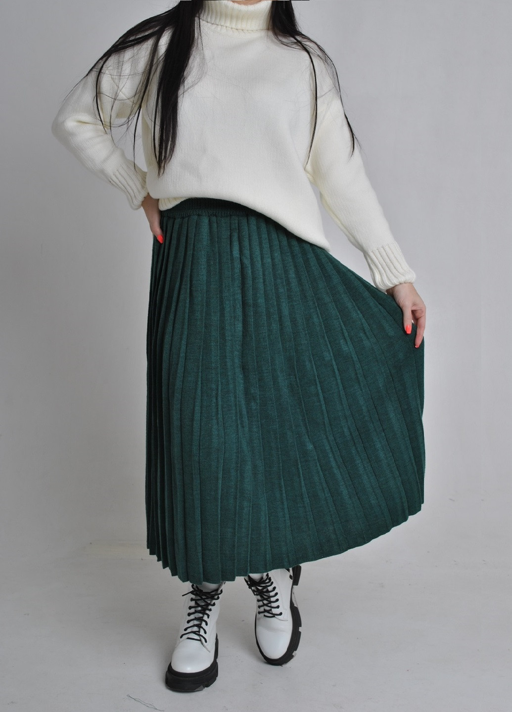 Темно-зеленая однотонная юбка Berta Lucci