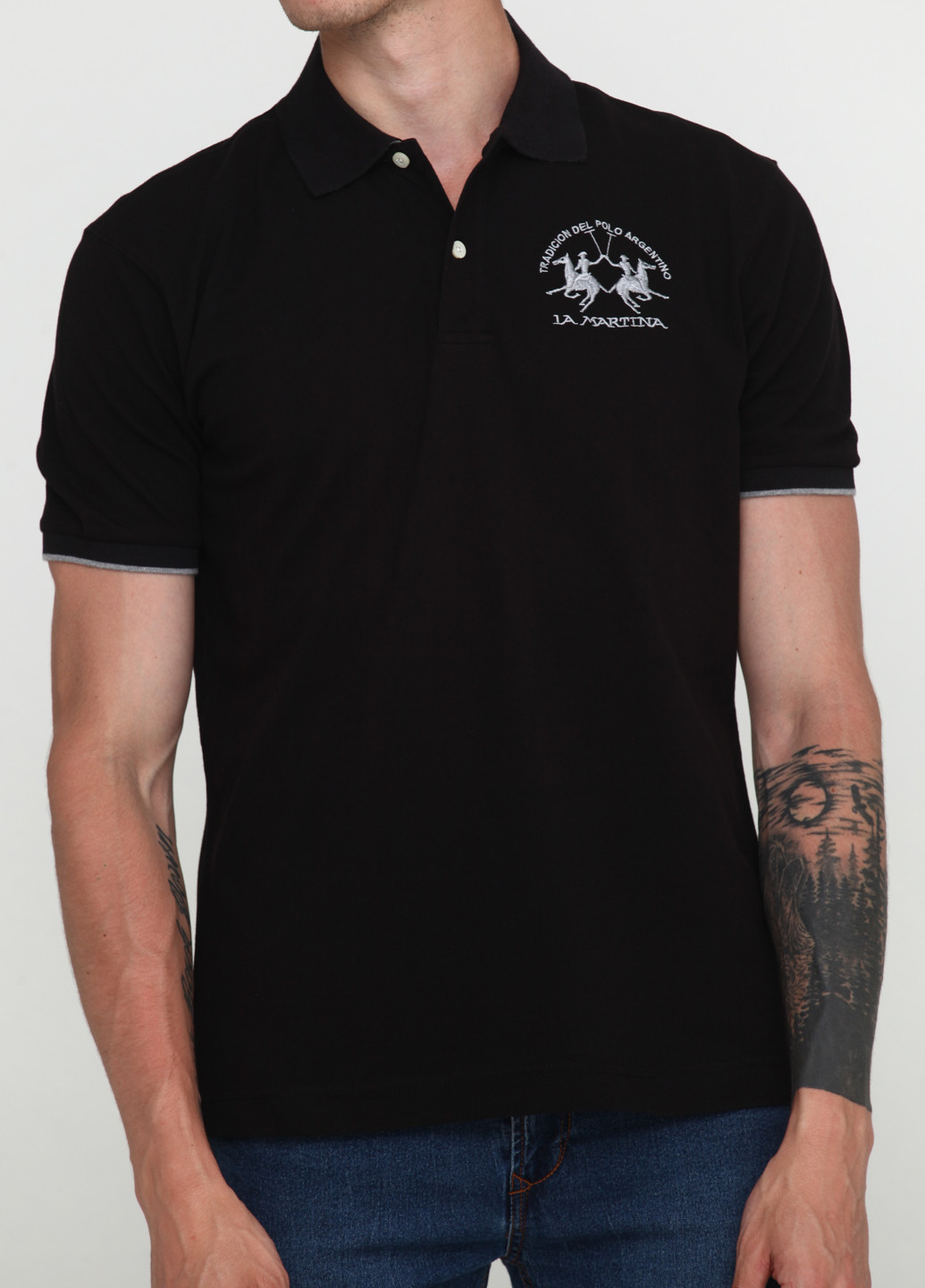 Черная футболка-поло для мужчин La Martina с логотипом