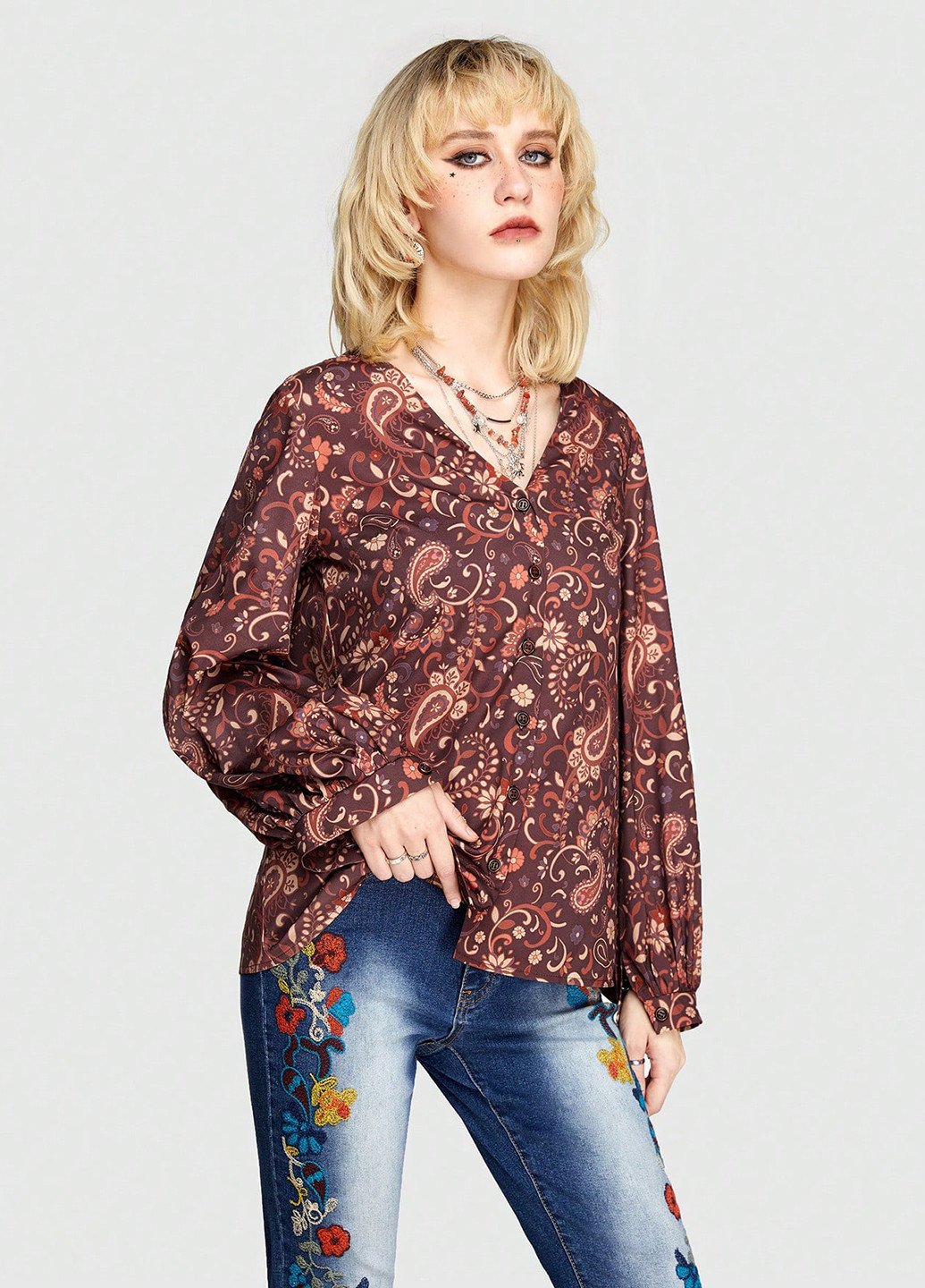 Коричневая блуза SHEIN