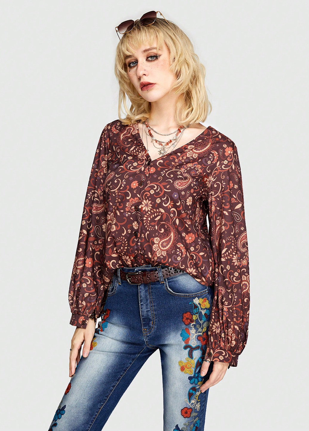 Коричневая блуза SHEIN