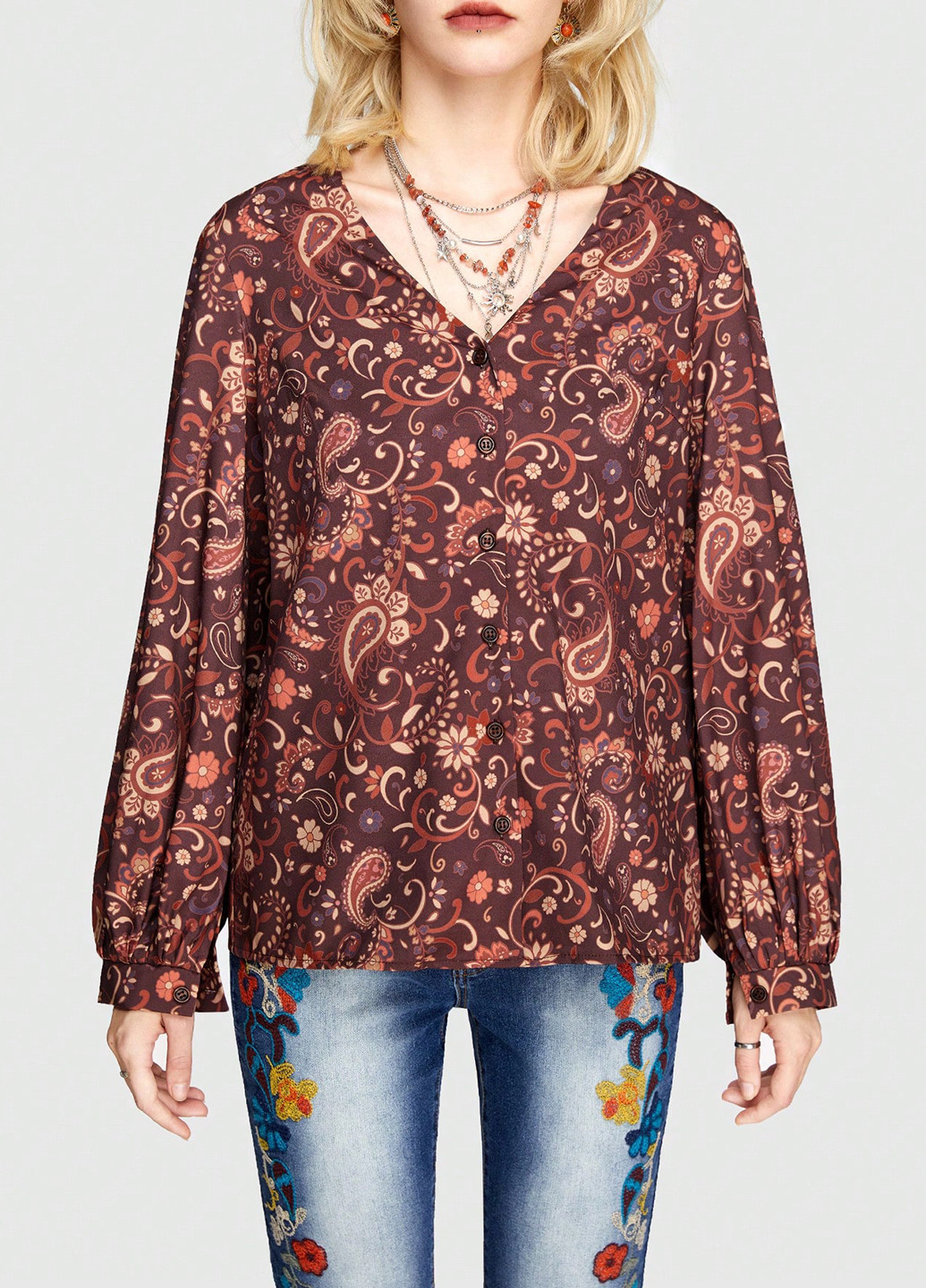 Коричневая блуза SHEIN