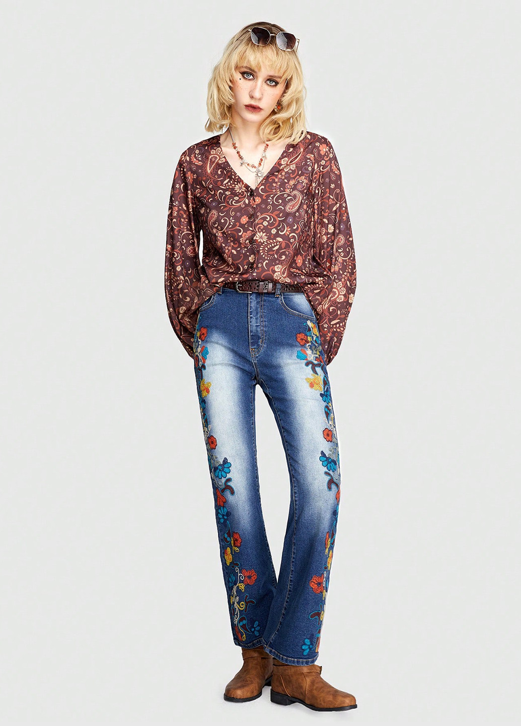 Коричневая блуза SHEIN