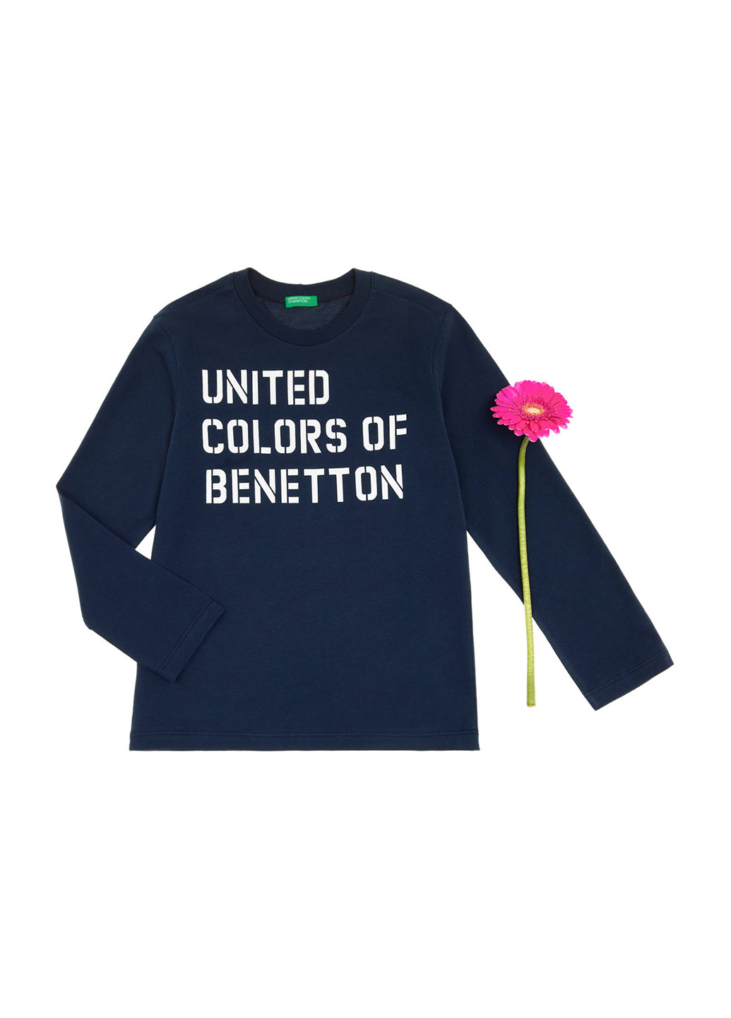 Темно-синий демисезонный кэжуал лонгслив United Colors of Benetton с рисунком