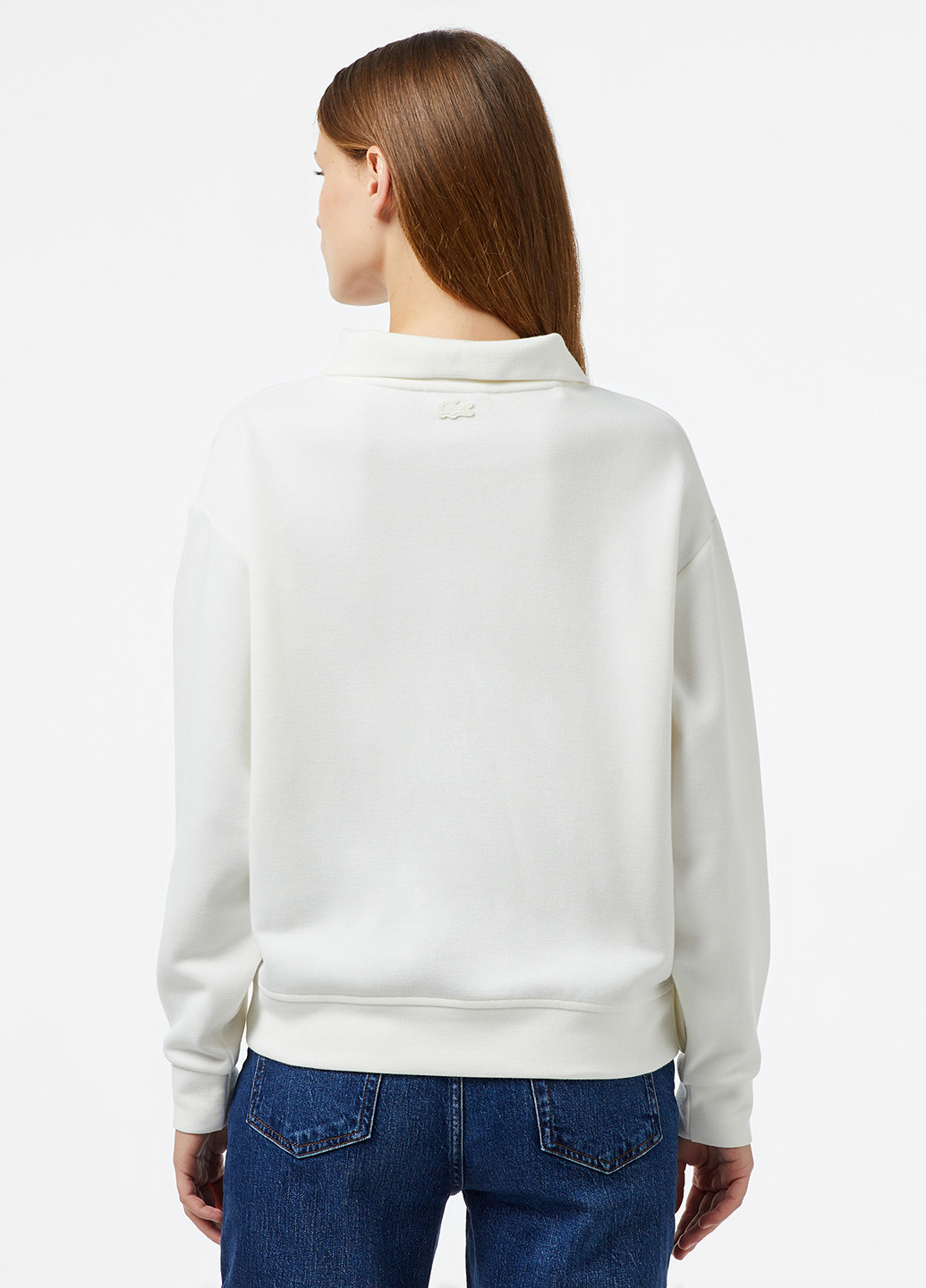 Белый свитшот Lacoste однотонный нашивки (329694358)
