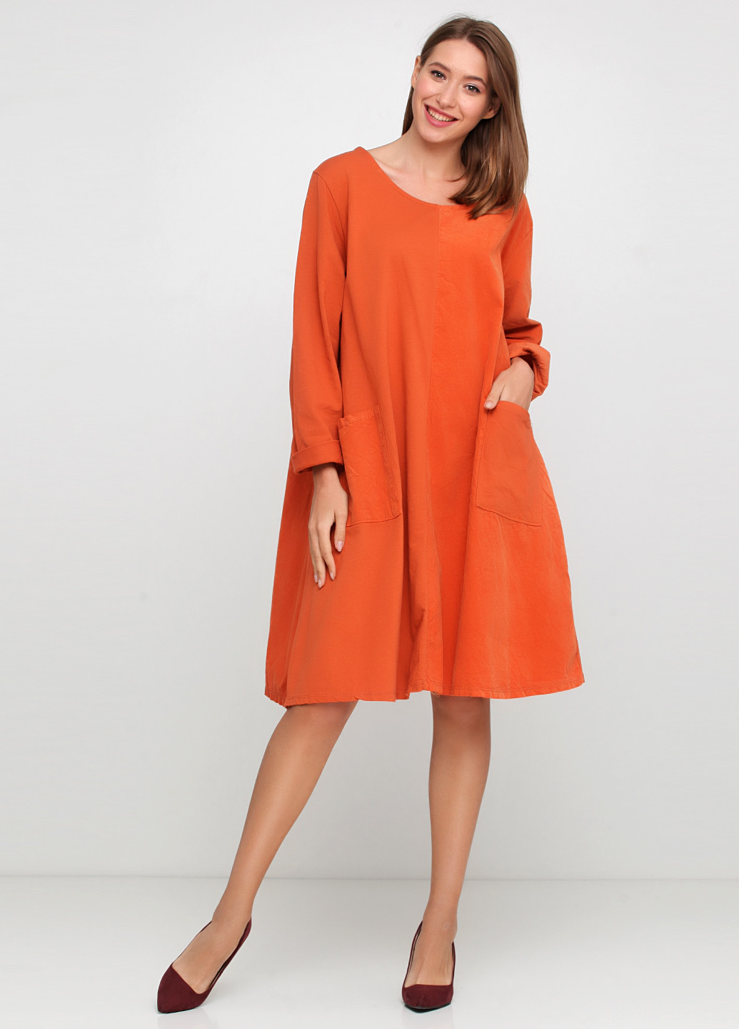 Оранжевое кэжуал платье Made in Italy однотонное