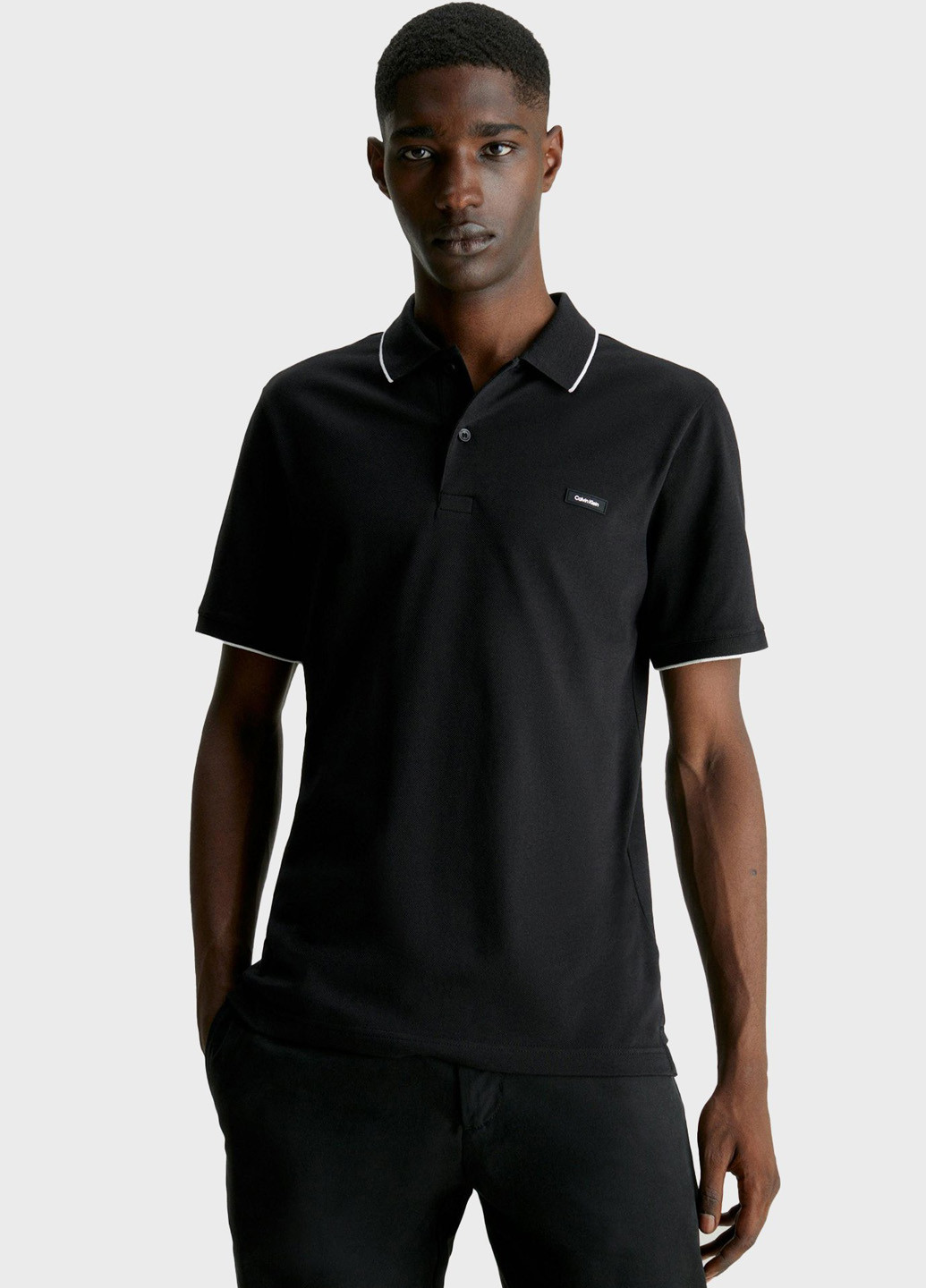 Черная футболка-поло для мужчин Calvin Klein однотонная