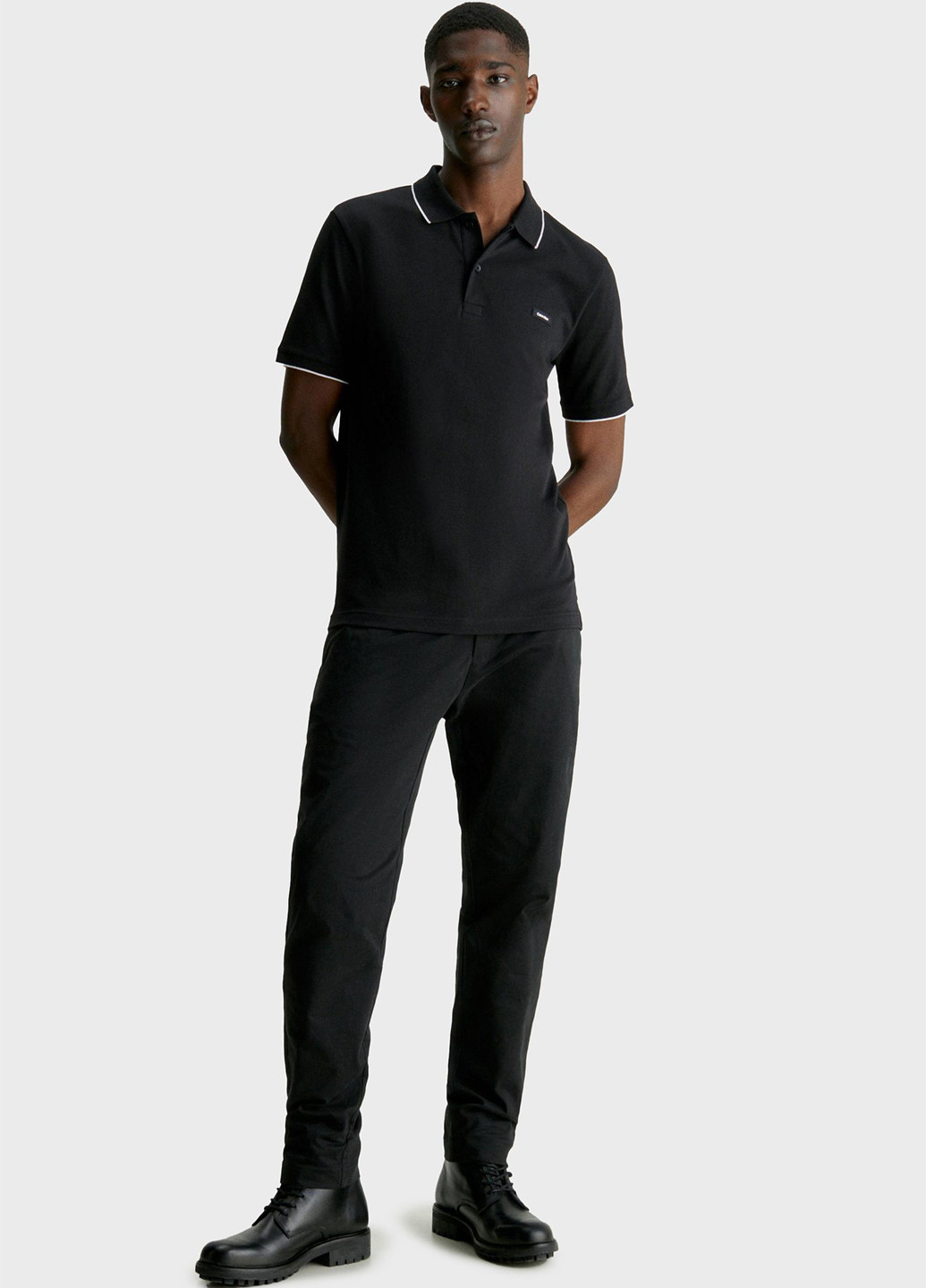 Черная футболка-поло для мужчин Calvin Klein однотонная