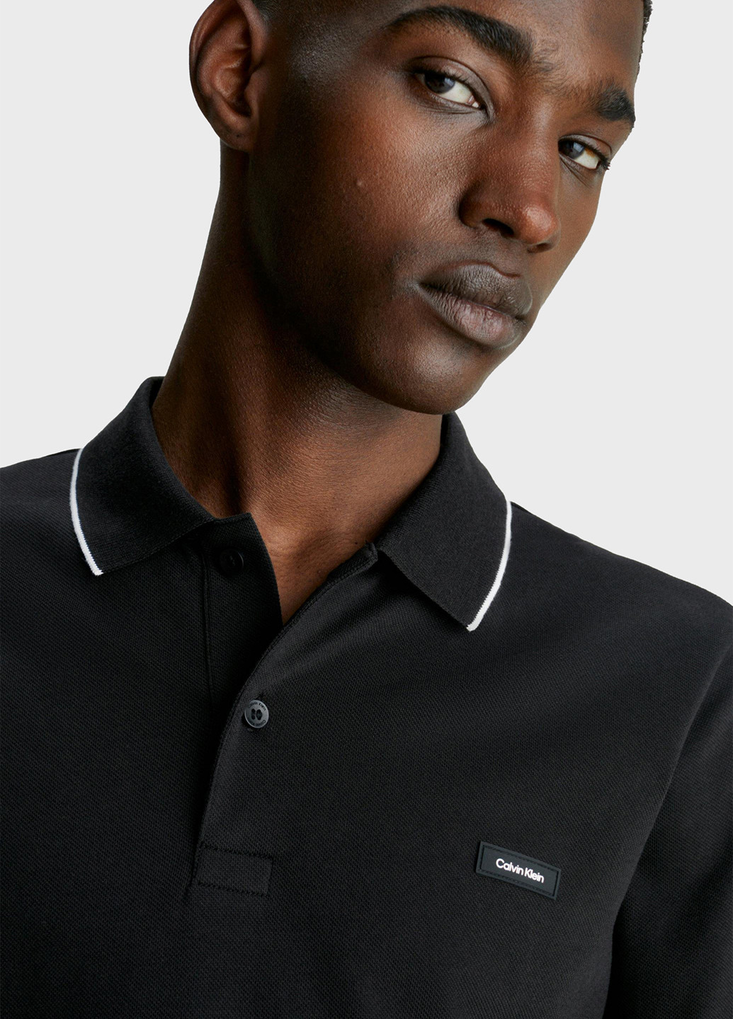 Черная футболка-поло для мужчин Calvin Klein однотонная