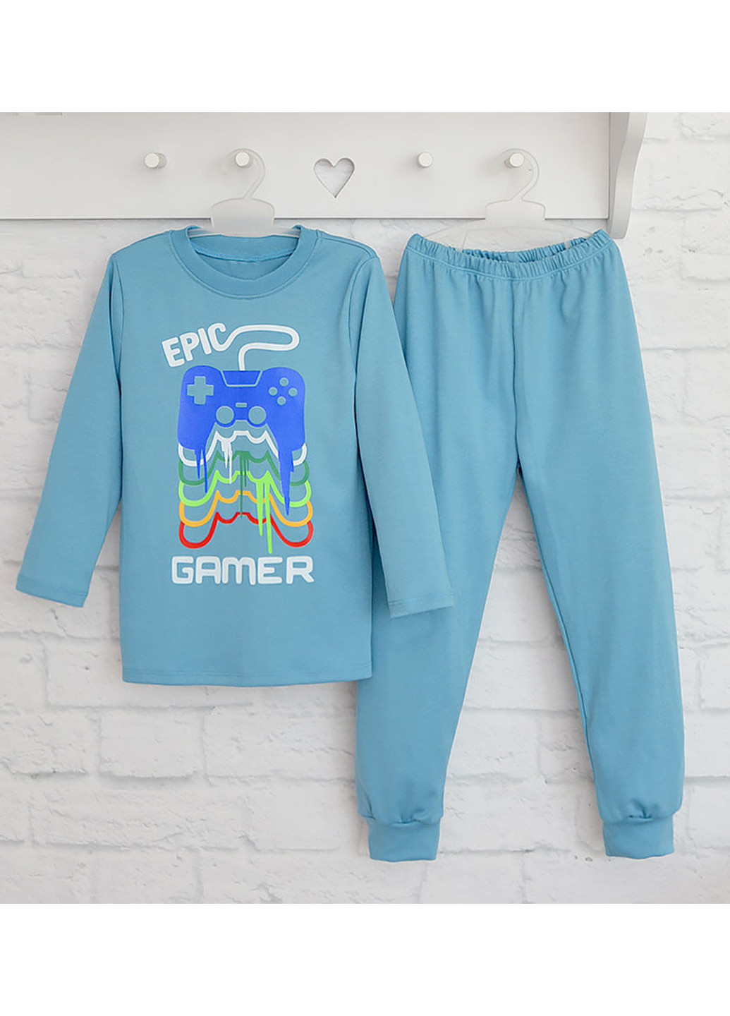 Блакитна всесезон піжама (лонгслів, штани) лонгслів + брюки Blanka