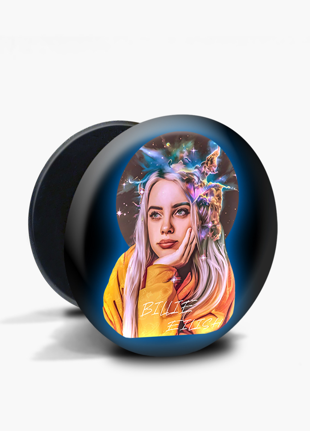 Попсокет (Popsockets) держатель для смартфона Билли Айлиш (Billie Eilish) (8754-1605) Черный MobiPrint (216748384)