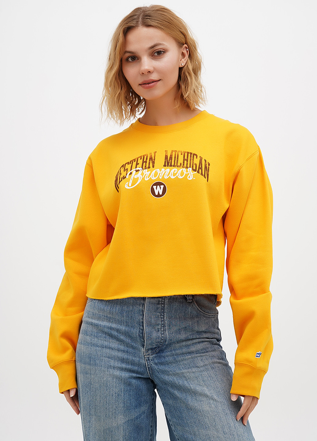 Гірчичний світшот Blue 84 напис без декору (307174776)