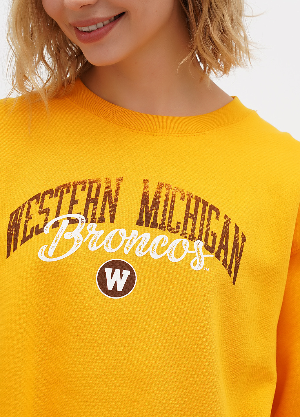 Гірчичний світшот Blue 84 напис без декору (307174776)