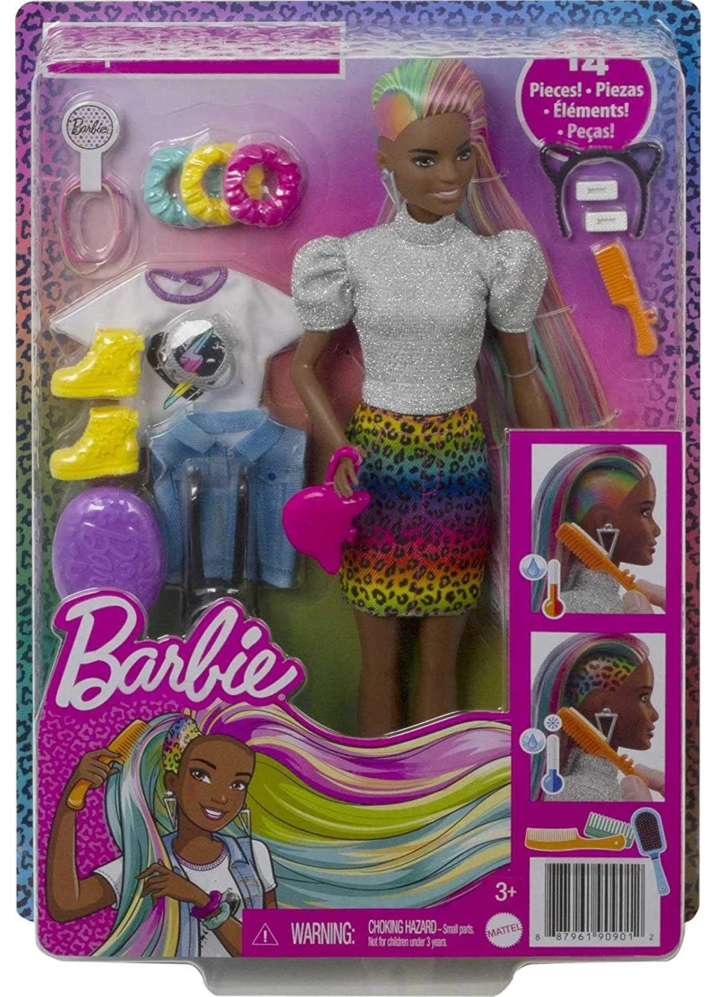 Кукла Barbie Leopard Rainbow Радужный леопард Брюнетка (GRN82) Mattel (255254461)